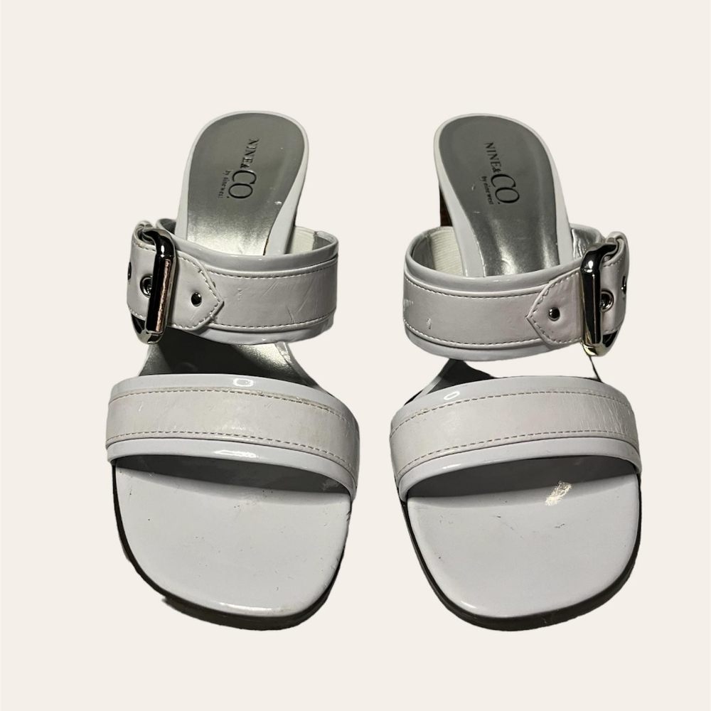 White Nine West Nine & Co. Backless Heels